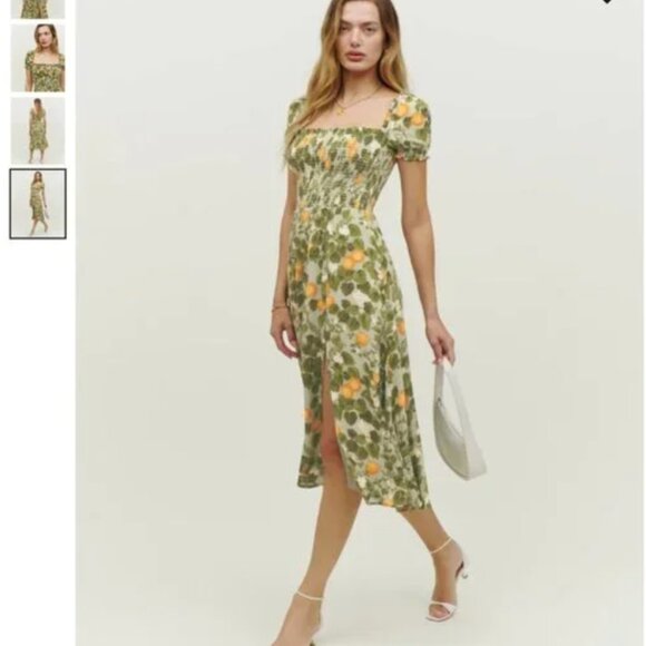 Reformation Dresses & Skirts - Reformation Inka Midi Smocked Dress in Orange Grove | Size XS